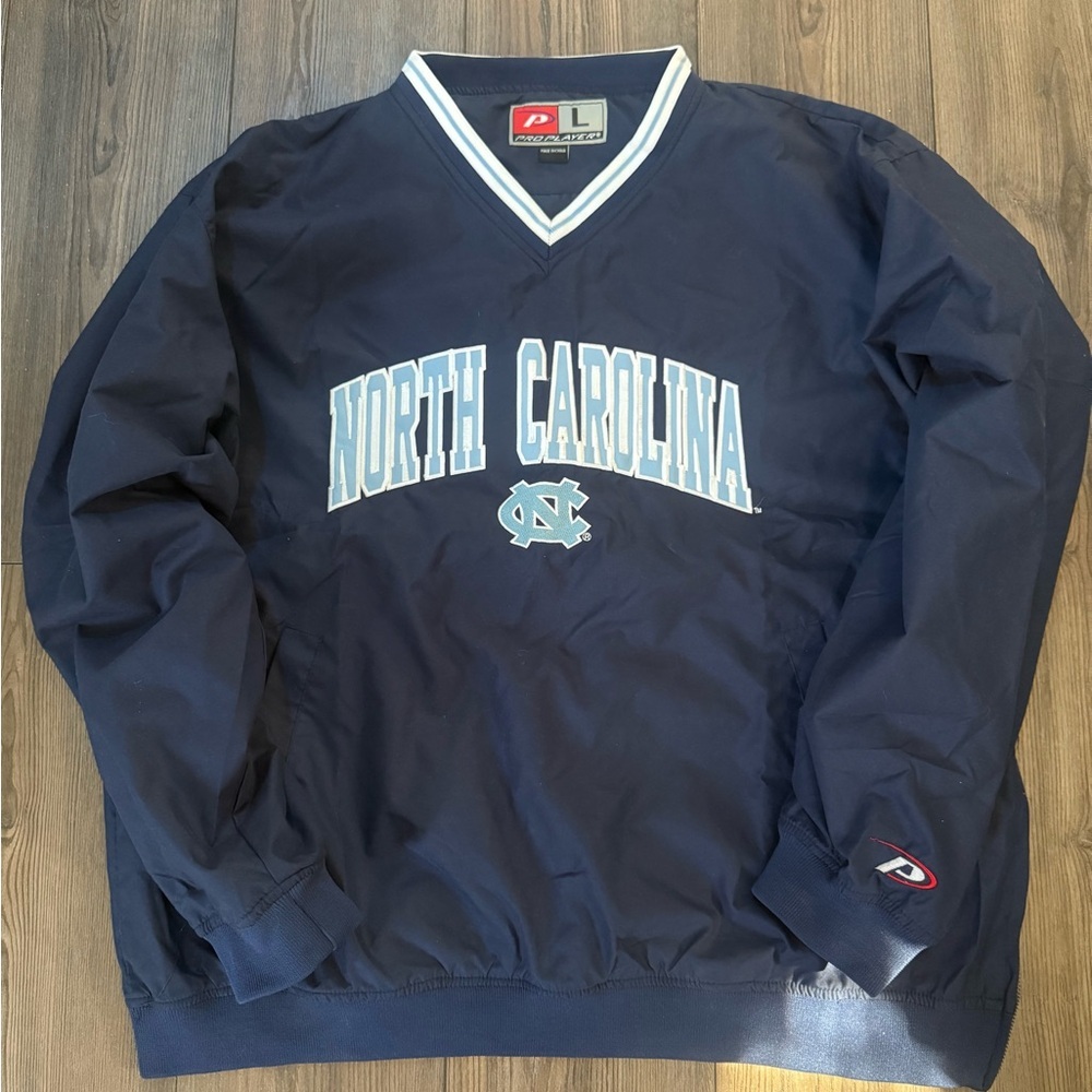 Pro Player North Carolina Tar Heels Pullover Jacket Navy Blue Large EUC